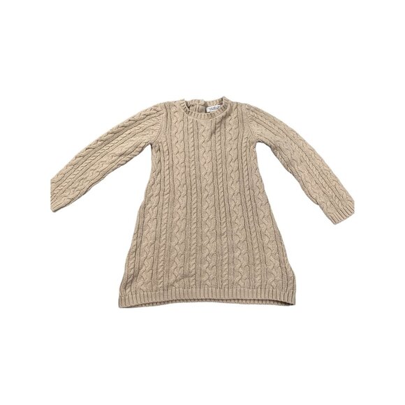 Rachel Zoe Cable Knit Sweater Dress 3T Cotton/Acrylic Beige/Tan - Picture 2 of 10
